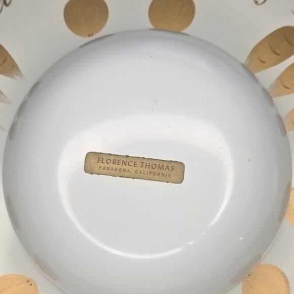 MCM Florence Thomas Hand Painted Metal Cheese Tray w/bowl, Pasadena CA 11” Vtg - Picture 7 of 8